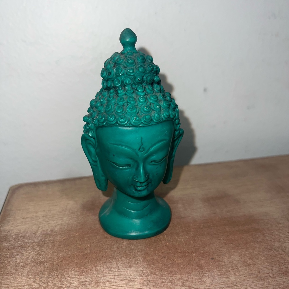 5 inch. Teal Buddha Head Sculpture